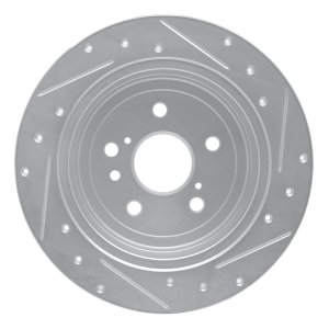 Toyota Venza Brake Rotor (1) - Rear Left - R1 Concepts - Drilled & Slotted - Silver - `09-`15